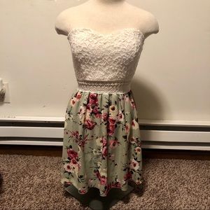 Strapless Floral Mini Dress